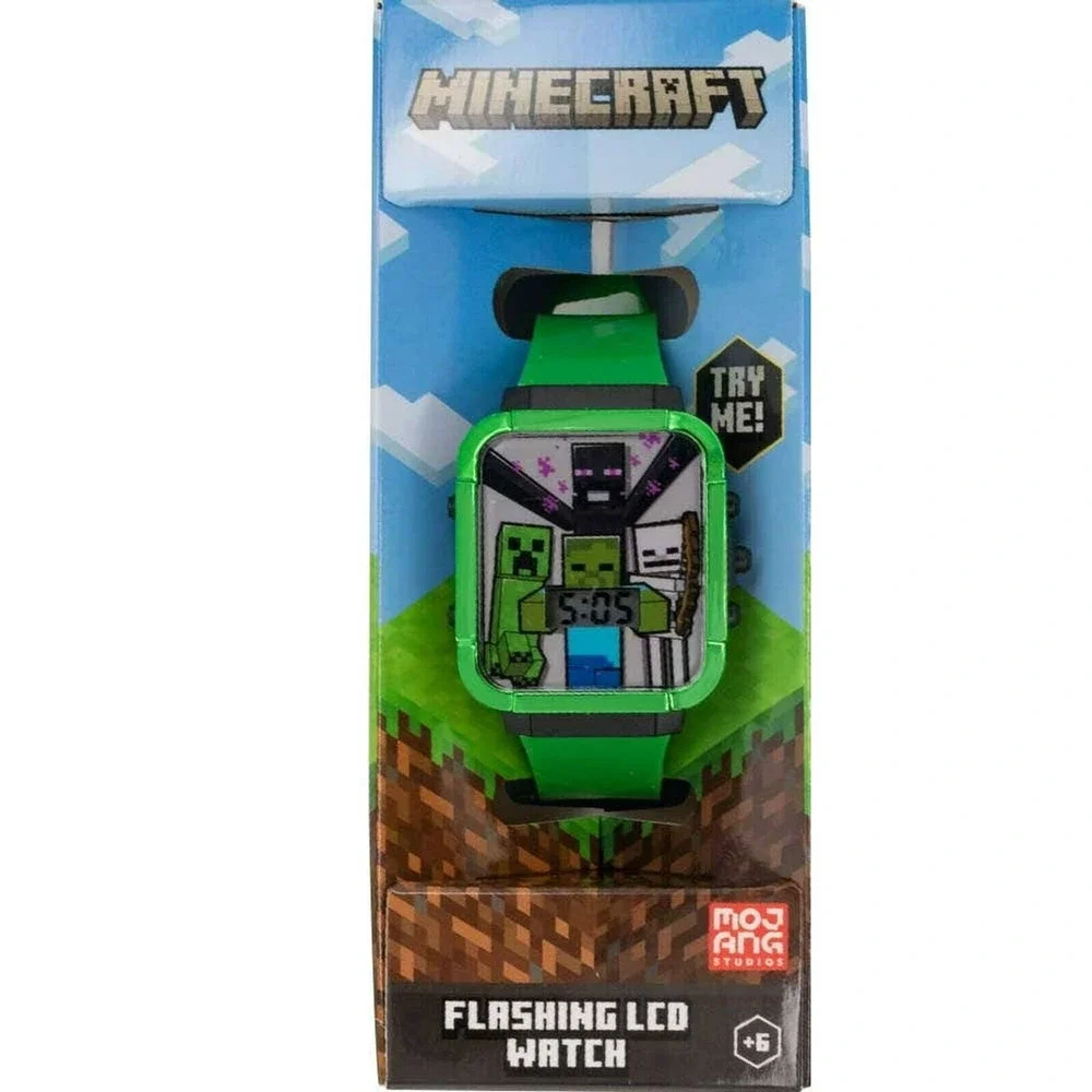 NIB Minecraft Mojang Digital Flashing‎ LCD Kids Watch Rectangular Face